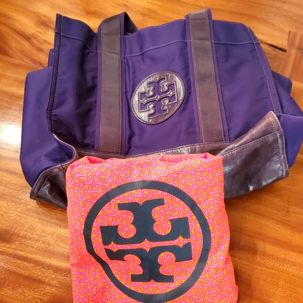 Tory Burch deep purple tote